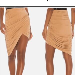 h:ours Tan Draped Mini Skirt